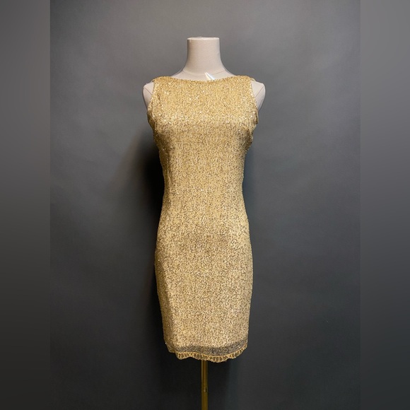 NWOT Shelley Klassen gold sequin tank dress Size S - Picture 2 of 2